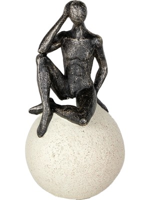 Herdekora Dekoratif Biblo Taş Üzerinde Kadın Bej-Siyah 11X22 Cm.