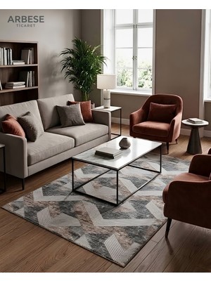 Arbese Kaymaz Tabanlı Halı Kesme Yolluk Salon Koridor Mutfak Yatak Odası Halısı Gri