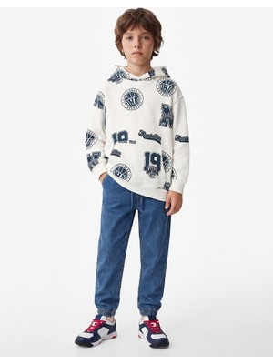 Koton Erkek Çocuk Sweat 7WKB10048TK Ekru Desenli