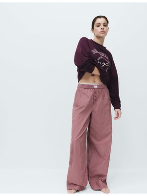Marks & Spencer Pamuklu Poplin Çizgili Pijama Altı