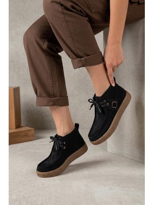 Stilbagshoes Rovin Kauçuk Taban Kısa Bilekte Süet Kadın Bot Siyah