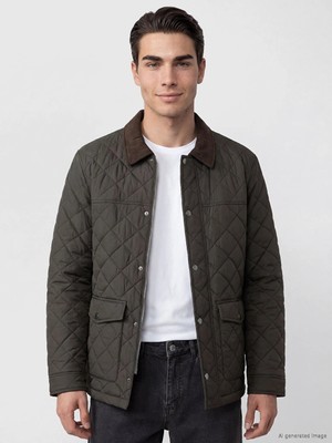 Lc Waikiki Yeni Sezon Haki Regular Fit Kadife Yaka Erkek Şişme Mont