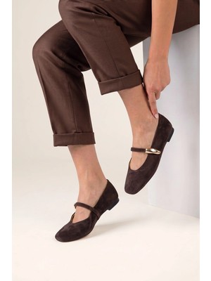 Stilbagshoes Kavon Yan Ithal Toka Detyalı Kadın Babet Kahve