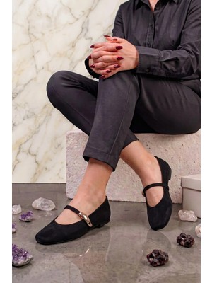 Stilbagshoes Kavon Yan Ithal Toka Detyalı Kadın Babet Siyah