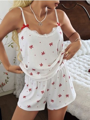 Budi Kadın Ekru Ince Askılı Şortlu Pijama Takımı 5244