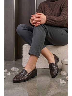 Stilbagshoes Velan Hasır Görünümlü Kadın Günlük Ayakkabı Kahve