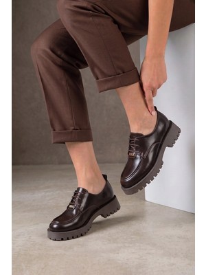 Stilbagshoes Toras Bağcık Detaylı Kadın Günlük Ayakkabı Kahve