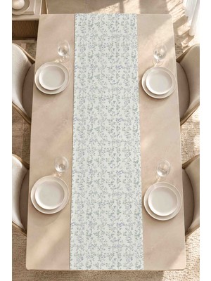 Luvis Store Romantic Blue Mavi Çiçek Desenli Runner – Masa Örtüsü