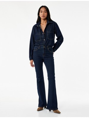 Koton Kadın Jean Pantolon 7WAL40053MD Koyu Indigo