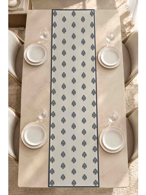 Luvis Store Damask Lacivert Motif Desenli Runner – Masa Örtüsü