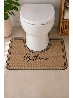 Liriya Dijital Kaymaz Yıkanabilir Hasır Görünümlü Klozet Paspas Modern Banyo Paspası Banyo Dekor 70X40