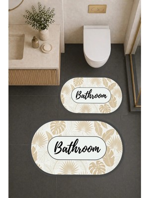 Liriya Dijital Baskı Modern Desenli Modern Banyo Halısı Ikili Banyo Paspası (40CMX60CM)VE(60CMX100CM)