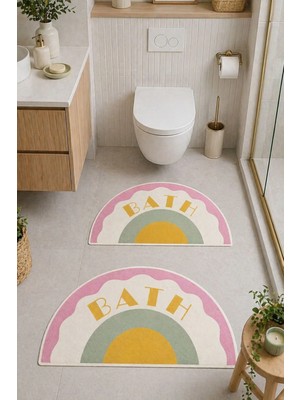 Liriya Dijital Baskı Modern Desenli Modern Banyo Halısı Ikili Banyo Paspası (40CMX60CM)VE(60CMX100CM)