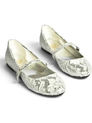 Fox Shoes Z726232704 Gümüş Kumaş Bantlı Kadın Babet
