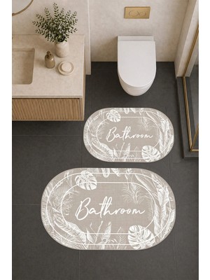 Liriya Dijital Baskı Modern Desenli Modern Banyo Halısı Ikili Banyo Paspası (40CMX60CM)VE(60CMX100CM)