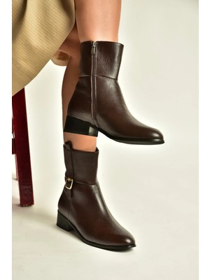 Fox Shoes Z752554103 Kahverengi Hakiki Deri Günlük Kadın Bot