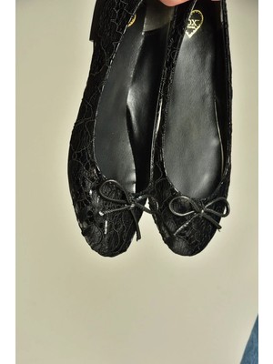 Fox Shoes Z726243404 Siyah Kumaş Kadın Babet