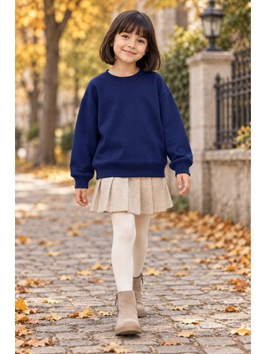 Pamuk Saray Çocuk Kazak Unisex – %100 Pamuk 3 Iplik, Yumuşak Dokulu, Kalın ve Sıcak Tutan Kışlık Sweatshirt Kahverengi