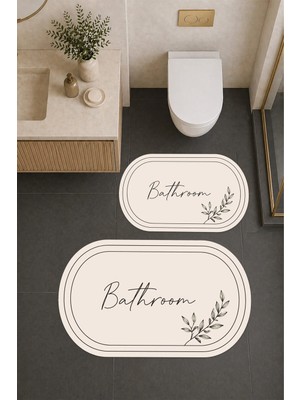 Liriya Dijital Baskı Modern Desenli Modern Banyo Halısı Ikili Banyo Paspası (40CMX60CM)VE(60CMX100CM)