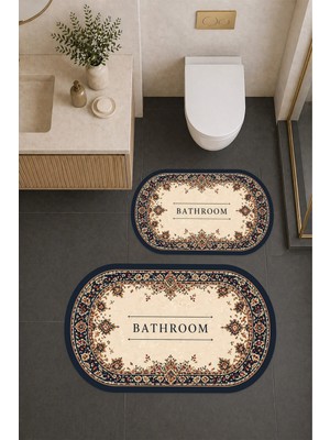 Liriya Dijital Baskı Modern Desenli Modern Banyo Halısı Ikili Banyo Paspası (40CMX60CM)VE(60CMX100CM)