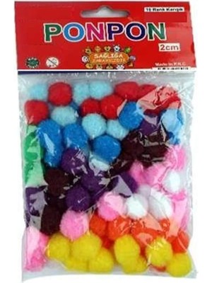 Rubenis Ponpon 2 cm 10 Renk Karışık 70 Li Paket