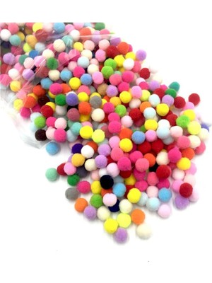 Hobialem Ponpon, 10 Mm, Renkli Ponpon, 100 Lü Paket, Peluş Ponpon, Minik Ponpon