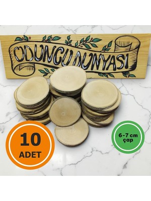 Oduncudünyası 6-7 cm (10 Adet) Doğal Ahşap Odun Kütük Dilimi Dişbudak