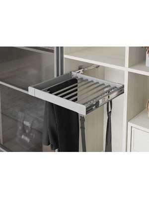 Elovias Starax Teleskopik Raylı Alüminyum Pantolonluk & Askılık Frenli 90CM Gri (Yan&tavan) (S-6208-G)