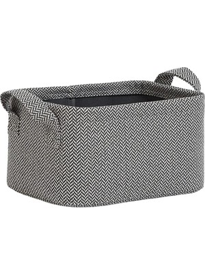 Tr Antrasit Renk Dokulu Kumaş Sepet 24 x 17 x 12 cm