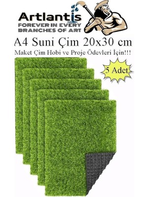 Tr Yapay Çim A4 20X30 cm 5 Adet A4 Boyutunda Maket Çim Dekorati Yapay Çim Halı Teraryum Suni Çi