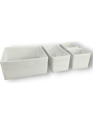 Tr 4'lü Beyaz Çekmece Içi Düzenleyici Organizer Set - Çok Amaçlı Dolap Içi Kutu Seti