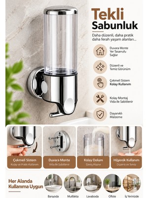 Nokka Tekli Sıvı Sabunluk Çekmeli Sistem Banyo Mutfak Şampuanlık