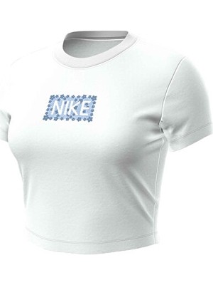 Nike Nıke W Nsw Nk Chllknt Crp Tee Flrt Kadın Günlük Tişört IV5481-100 Beyaz