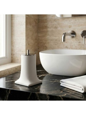 Elovias System Tezgah Üstü Pamukluk Beyaz/krom Renk (BA2007 024 R1-Cr)