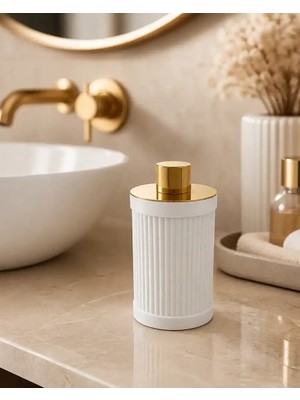 Elovias System Reçine Tezgah Üstü Pamukluk Beyaz/Gold (BA2019 024 R1-GL)