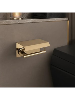 Elovias System Hoop Kapaklı Tuvalet Kağıtlığı Gold Renk (BA1003 011 GL)