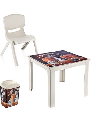 Brf Store Vialivaavm Fiore 3'lü Set Çocuk Masa Sandalye Takımı Latte Space 1-3 Yaş