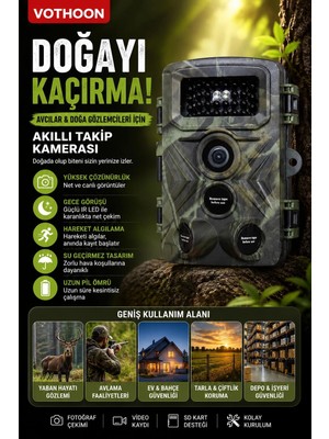 Gees Global Fotokapan Kamera 3 Sensör 16MP Full Hd 1080P Gece Görüşlü 2 Inç LCD Ekran