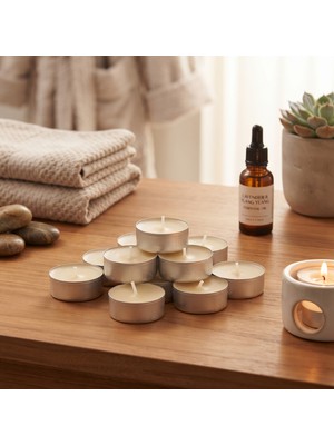 Evidea Deco Fiyonk 10'lu Tealight Mum - Beyaz - 3,8 cm