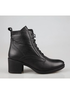Castle Black 92161 Hakiki Deri Siyah Kadın Bot