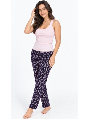 Fit Women Kadın Trend Günlük Bluz Pembe Desenli Pijama Takımı