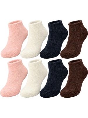 Süper Çorap Kadın Yumoş Patik Çorap 8'li Set Peluş Sıcak Tutan Kışlık Ev Çorabı Yumuşak