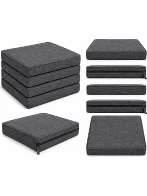 Keten Fitilli 53X46CM Sandalye Ölçüsüne Uygundur. 4 Adet Fermuarlı Yıkanılabilir Sandalye Koltuk Minder Seti