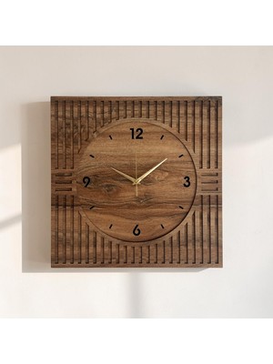 Isla Home Kare Ahşap Duvar Saati 40X40 cm – Sessiz Akar Mekanizmalı Dekoratif Modern Duvar Saati