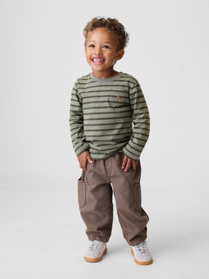 Gap Erkek Bebek Kahverengi Pull-On Ayı Cepli Barrel Jean Pantolon
