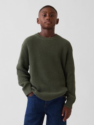 Gap Erkek Çocuk Haki %100 Pamuk Relaxed Shaker Kazak