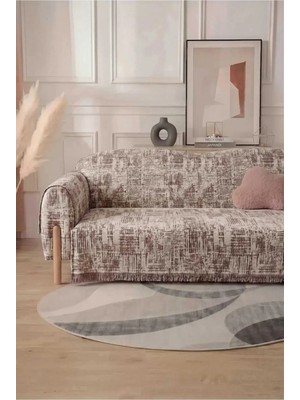 Bellevia Modern Desenli Koltuk Örtüsü 180X220 cm Çekyat Örtüsü Oturma ve Sırt Kısmını Tam Kapatan Çok Amaçlı Örtü