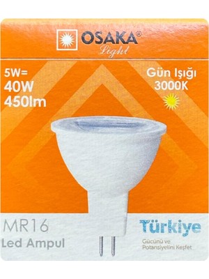 Tr LED Ampul, 5W (40W Eşdeğeri), Sarı Işık (3000K), G4 Duylu, MR16