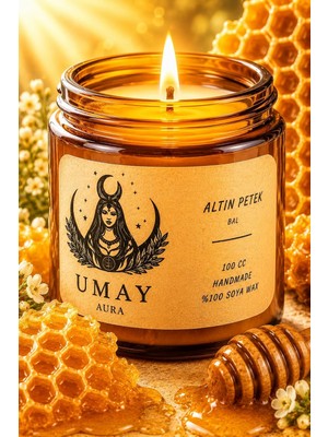 Tr Bal Kokulu Mum -%100 Doğal Soya Wax Amber Kavanoz Aromaterapi Mum - 100 cc