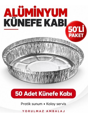 Yorulmaz Ambalaj Alüminyum Künefe Kabı 50 Adet – Yuvarlak Kullan At Tatlı ve Sunum Tepsisi